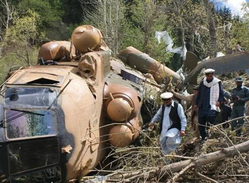 Downed Afghan National Army Mi-8 in Nuristan Province, Afghanistan (AP)
