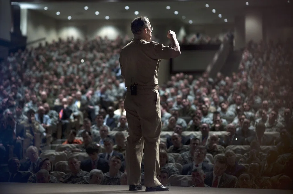 Navy Adm. Mike Mullen, chairman of the Joint Chiefs of Staff, addresses faculty and students at the U.S. Army Command and General Staff College on Fort Leavenworth, Kan., March 4, 2010. DoD photo by U.S. Navy Petty Officer 1st Class Chad J. McNeeley.