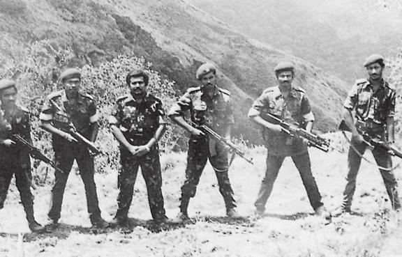 LTTE leaders training at Sirumalai camp in India in 1984. (Wikimedia)