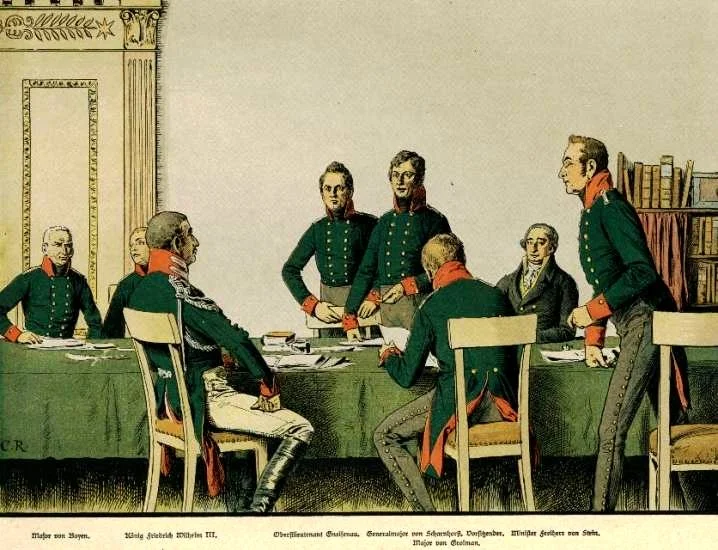 "Reorganisation," a painting by Carl Röchling depicting the Militärische Gesellschaft at Königsberg in 1807. (Wikimedia)