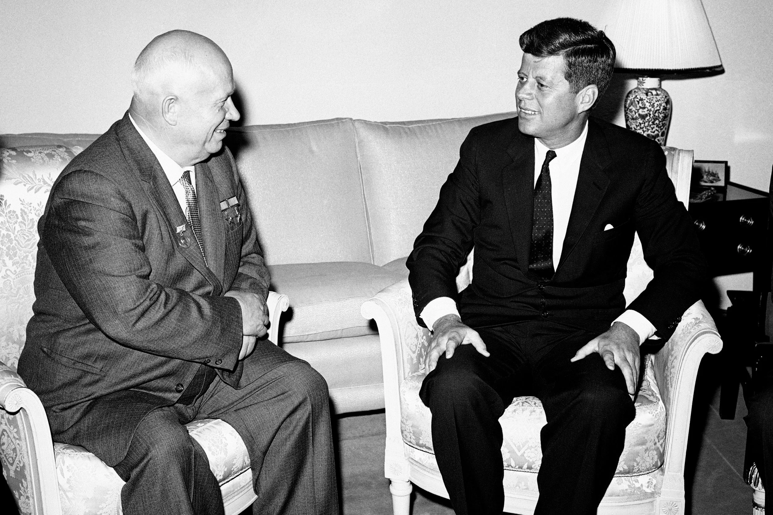 Soviet Premier Nikita Khrushchev and U.S. President John F. Kennedy. (JFK Library)