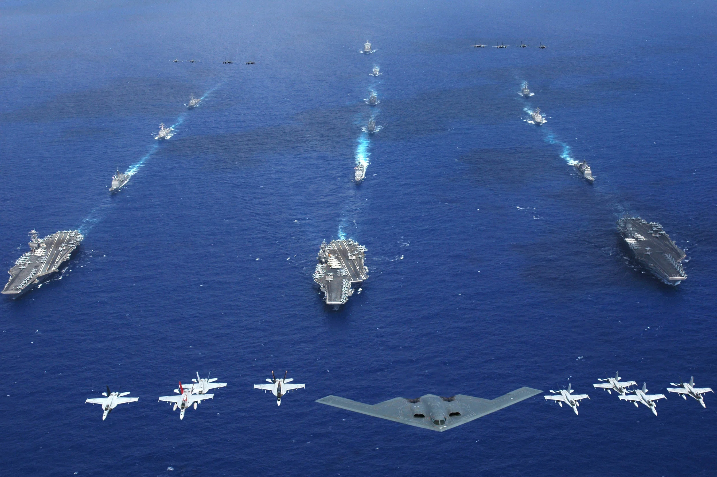 Planes and ships from the U.S. Air Force, Navy, and Marine Corps (U.S. Navy Photo)