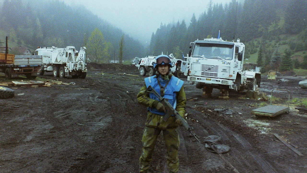 Sergeant Magnus Ernström of Nordbat 2 at the end of October 1993, at the time of the massacre of Stupni Do in Bosnia. ( Unknown Group Member in 2nd Guard, Escort Group BA01/ Försvarsmakten)