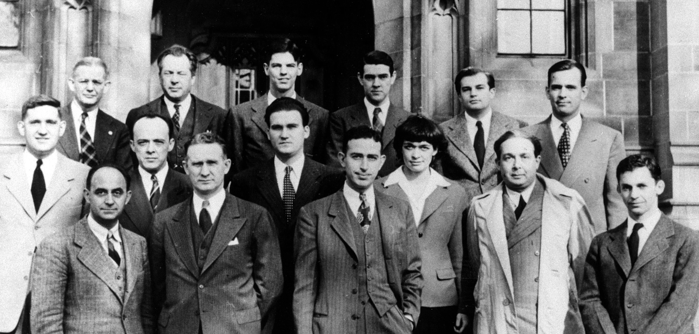 Alumni of the creation of the first nuclear reactor, CP-1, at the University of Chicago's Metallurgical Laboratory. (Emilio Segrè Visual Archive)
