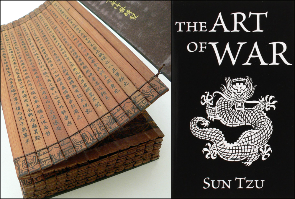The Art of War in a classical bamboo book (Wikimedia) and a modern book (Amazon)