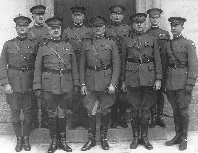 General Pershing and his General Staff at Headquarters in France. (U.S Army Photo/Wikimedia)