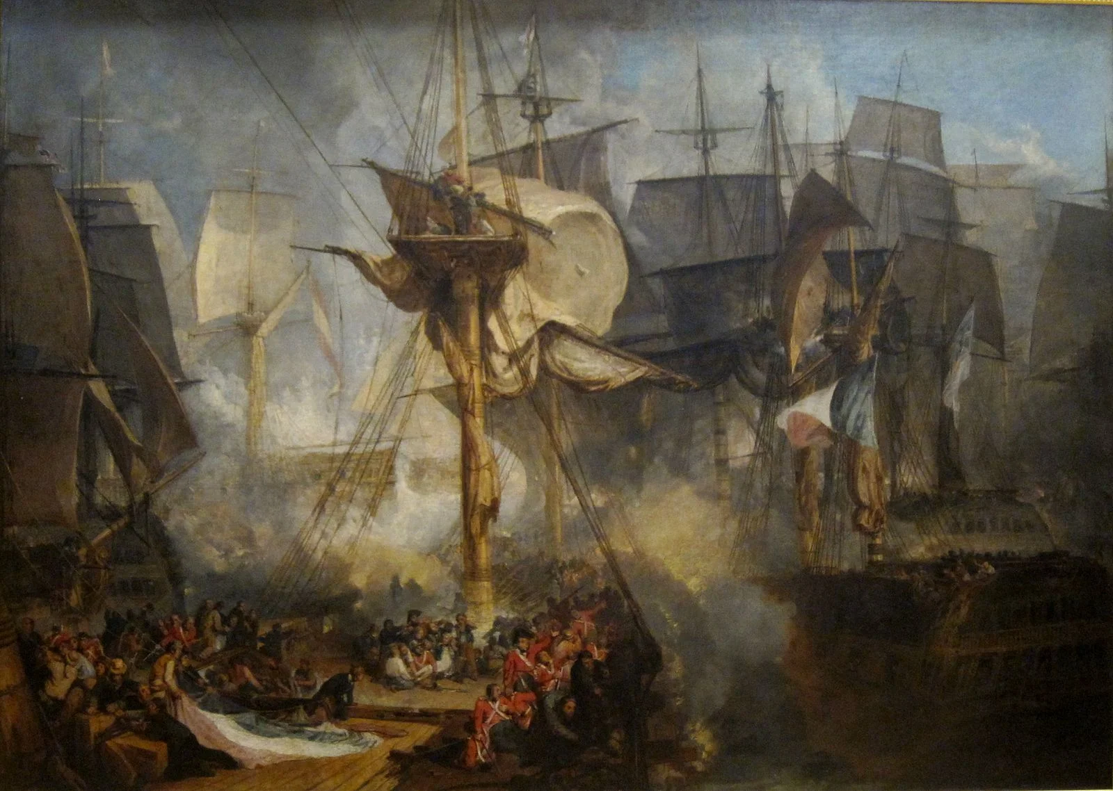 The Battle of Trafalgar, as seen from the starboard mizzen shrouds of the Victory, painted by J. M. W. Turner (Wikimedia)