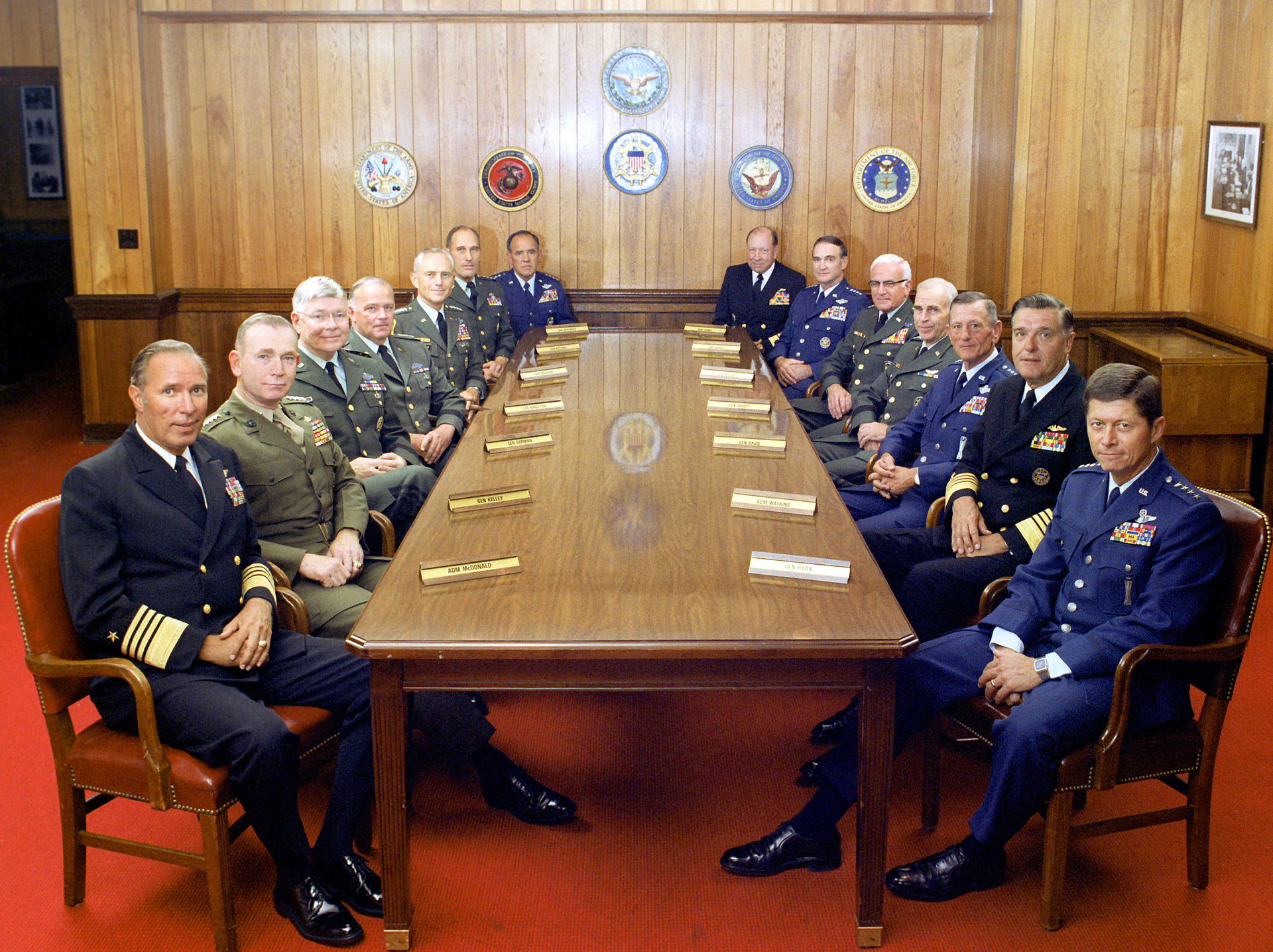 The Joint Chiefs of Staff and several combatant commanders, 1 July 1983. (Defense Visual Information Center/Wikimedia)