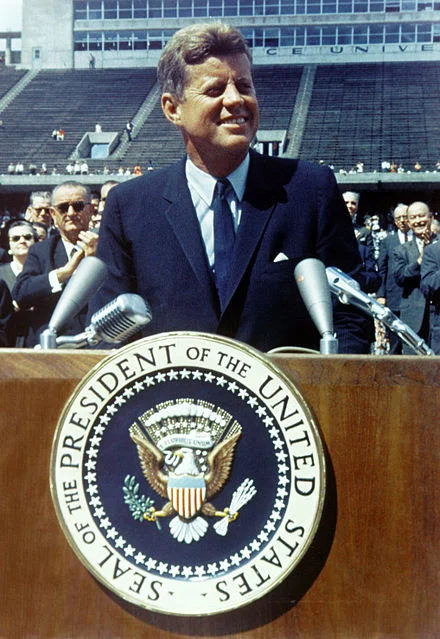 President John F. Kennedy: "We choose to go to the Moon! We choose to go to the Moon in this decade and do the other things, not because they are easy, but because they are hard..." (NASA/Wikimedia)