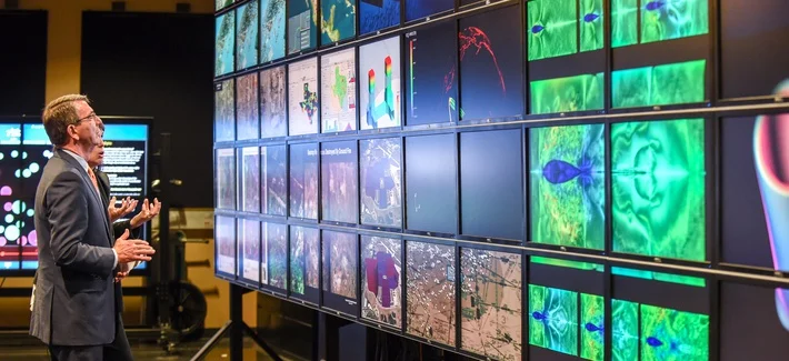 Then Secretary of Defense Ash Carter at the Texas Advanced Computing Center and Visualization Lab, March 31, 2016. (SFC Clydell Kinchen/DOD Photo)