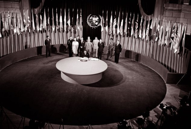 The UN Charter being signed on 26 June 1945 YouldUN Photo
