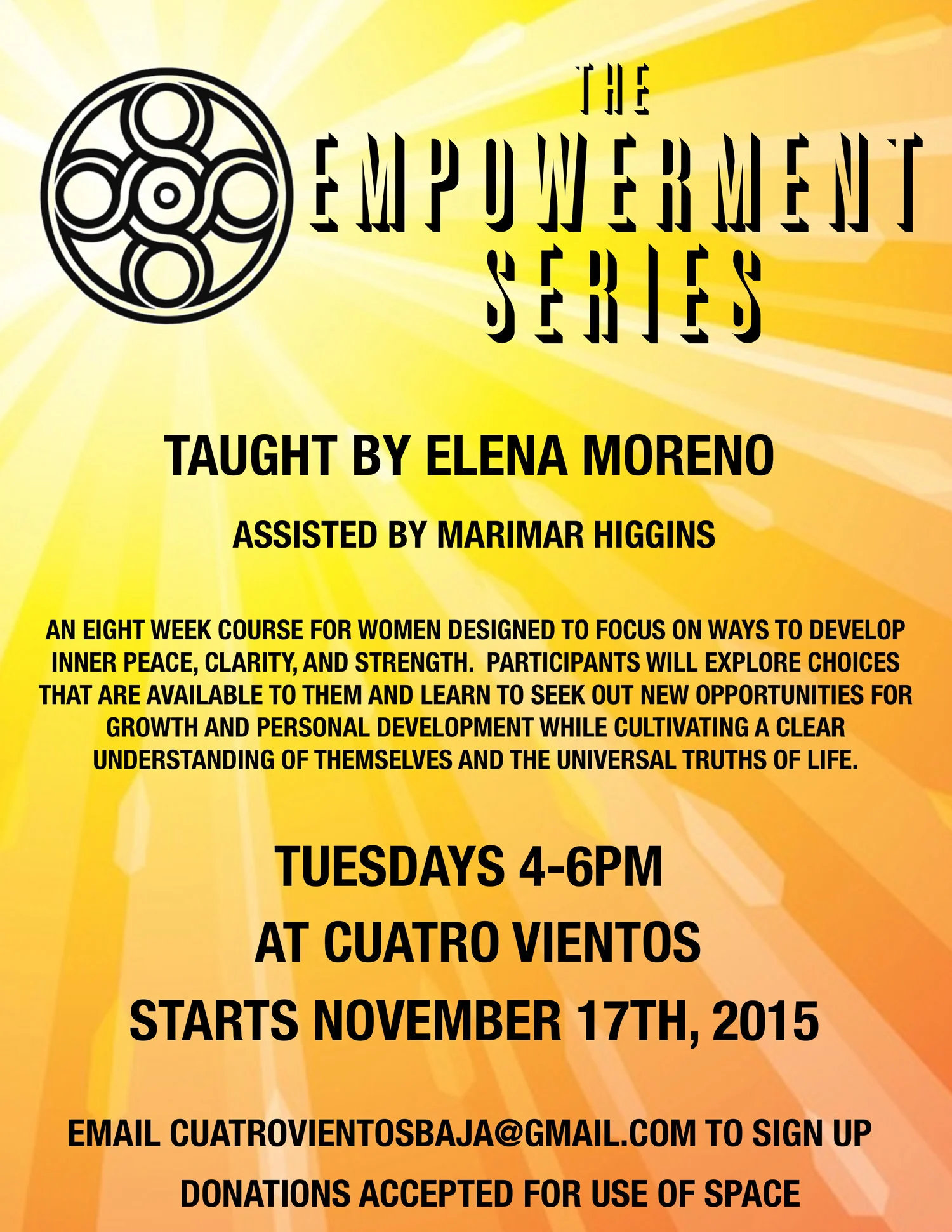 EMPOWERMENT WORKSHOP, starts November 17th for 8 weeks