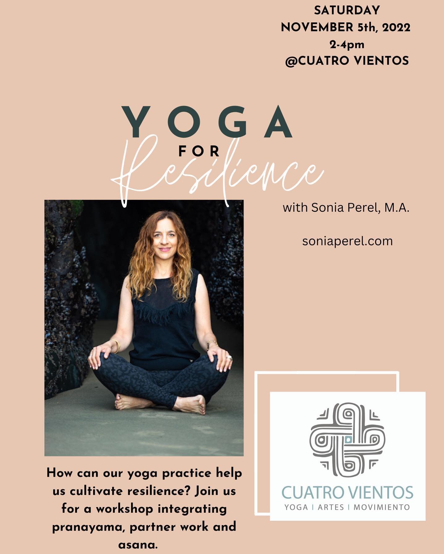 (Espa&ntilde;ol debajo)

Resilience refers to our ability to reestablish balance after a stressful episode. In this workshop we will explore the ways in which yoga can aid us in fostering internal equilibrium in these challenging times. We will inves