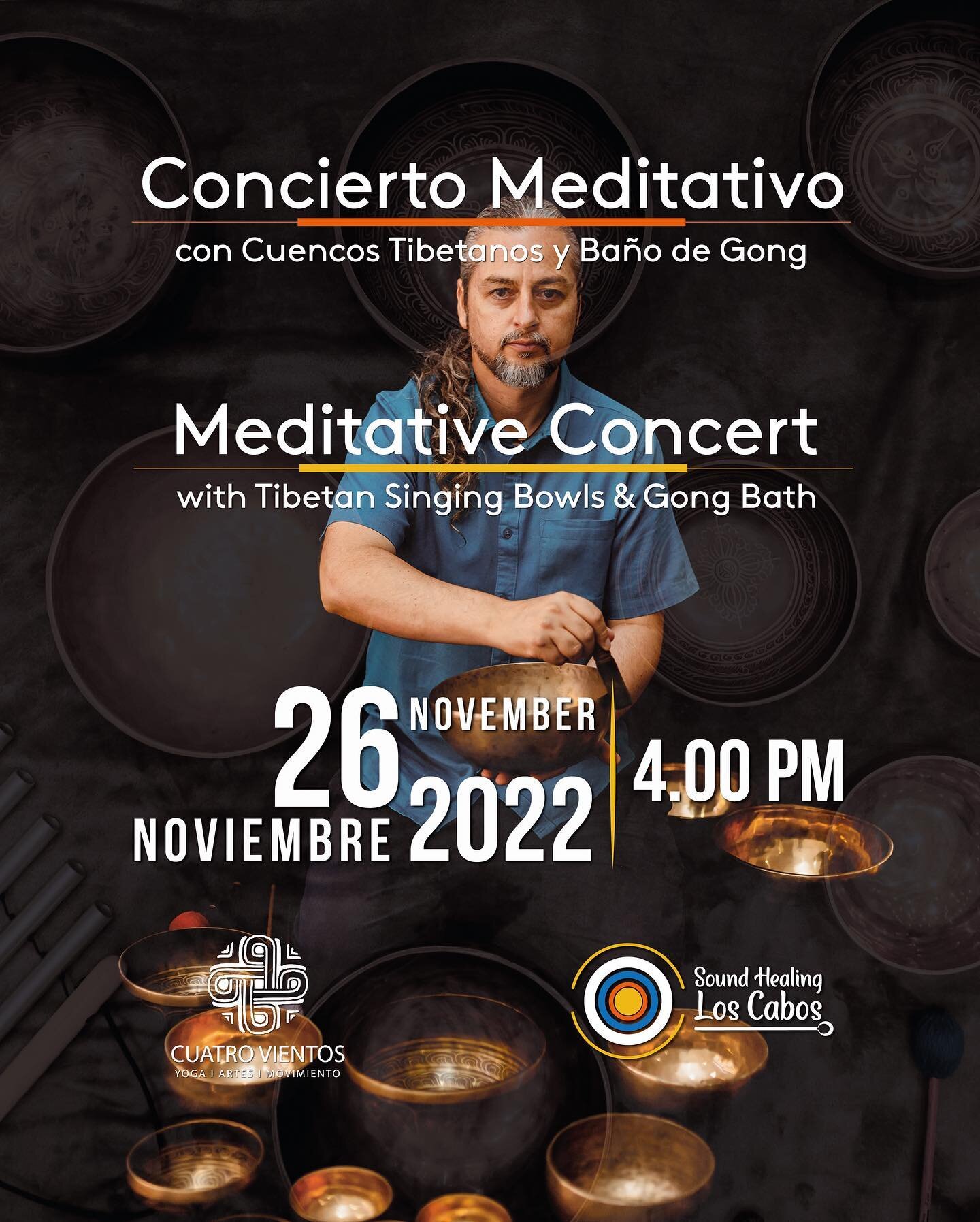 (Espa&ntilde;ol debajo)

✨ Know the power of sound, share your energy and dare to heal ✨
🙏🏻 MEDITATIVE CONCERT with Tibetan Bowls &amp; Gong Bath | November 26 | 4:00 pm | @cuatro_vientos_todos_santos | CONFIRM YOUR PLACE
&hellip;&hellip;&hellip;&h