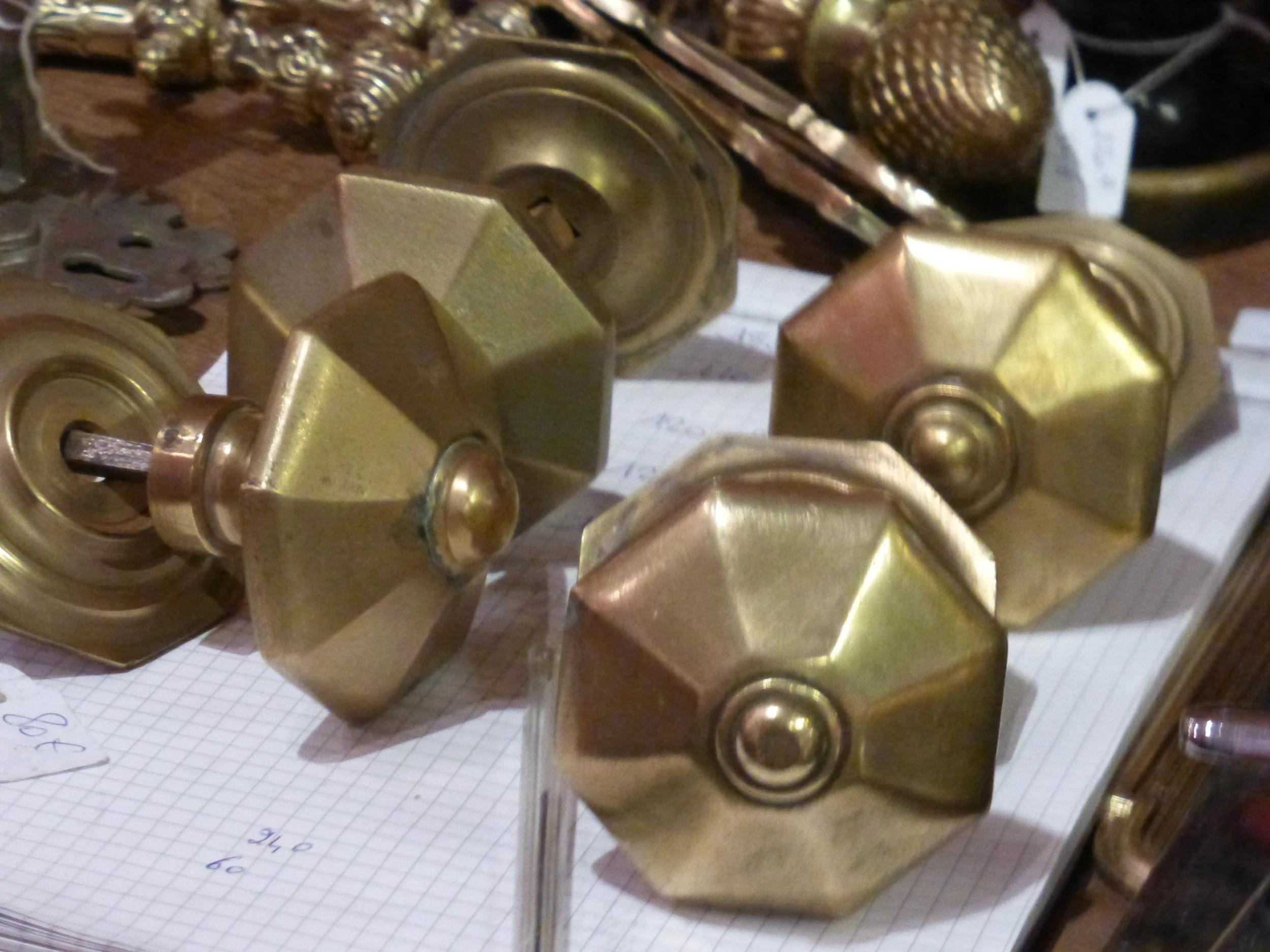 These large brass door knobs were used as drawer and cabinet pulls on a large custom chest Barbara designed for a client.