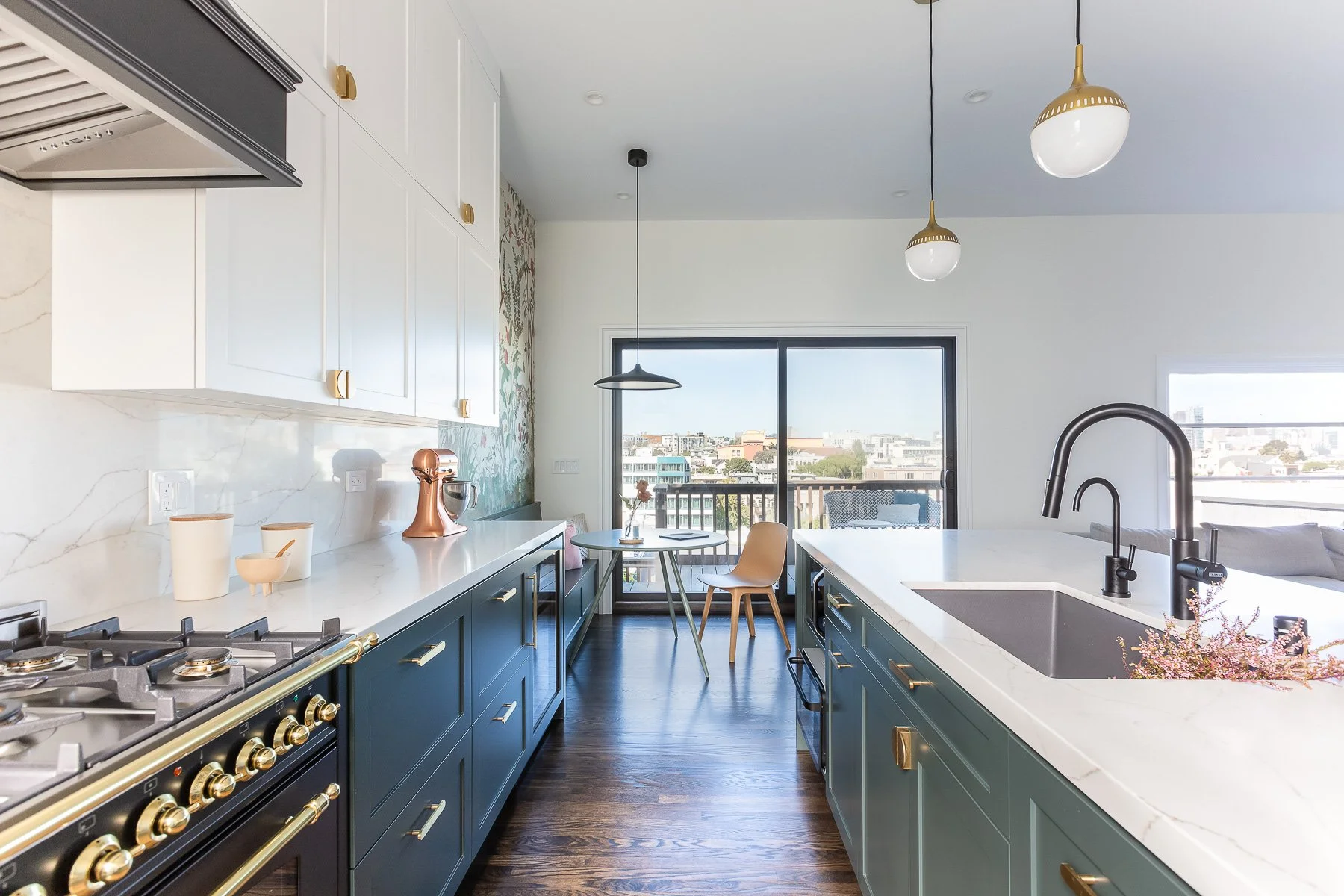 Modern wood-clad exterior with a sleek staircase in a newly constructed sustainable home, using SIPS, near Golden Gate Recreation Area