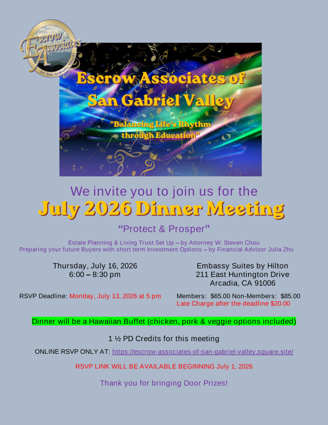EASGV Dinner Meeting 07-16-26