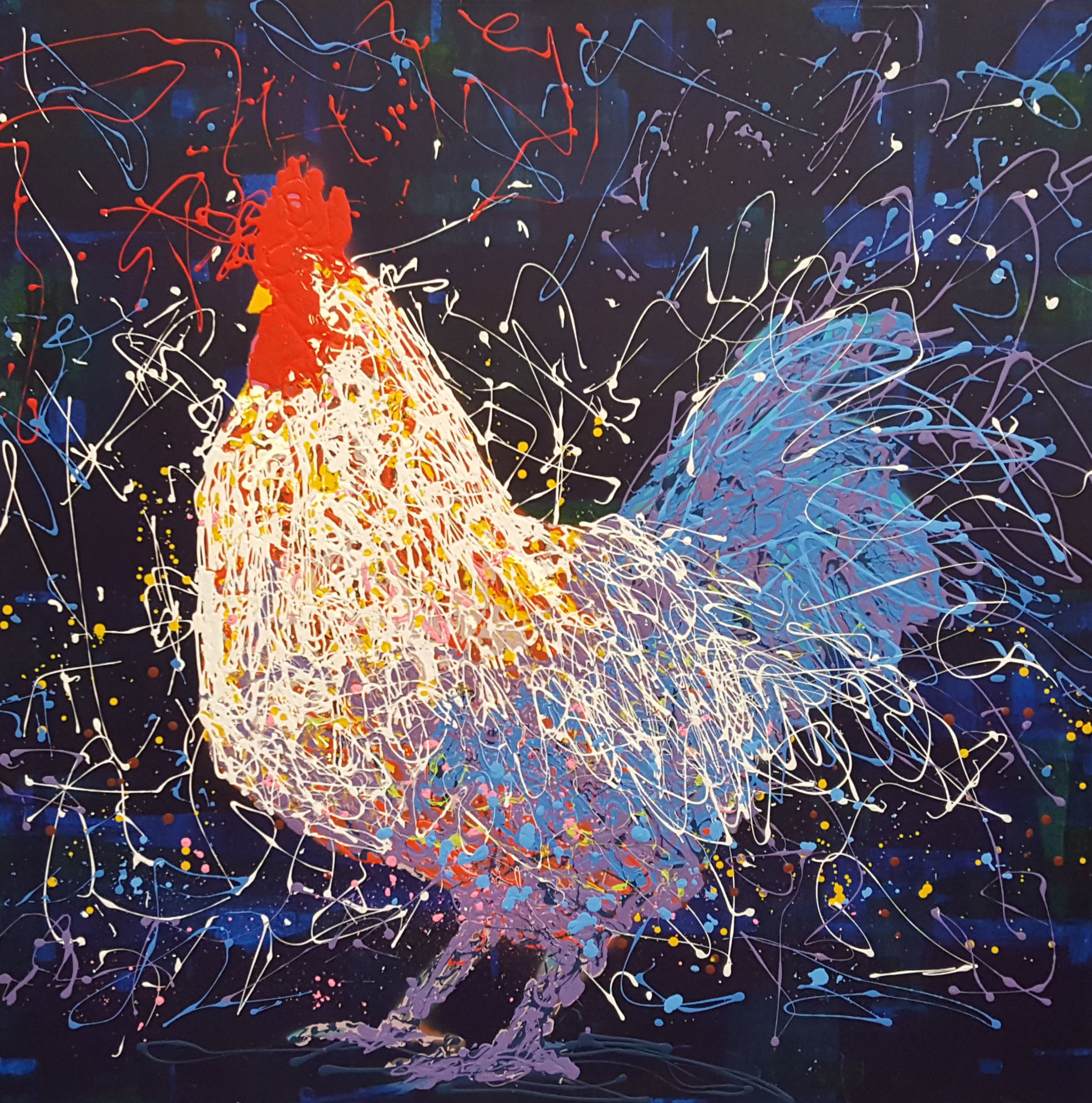  Paolo The Rooster-acrylic on canvas 48" x 48"   Boutin Gallery 