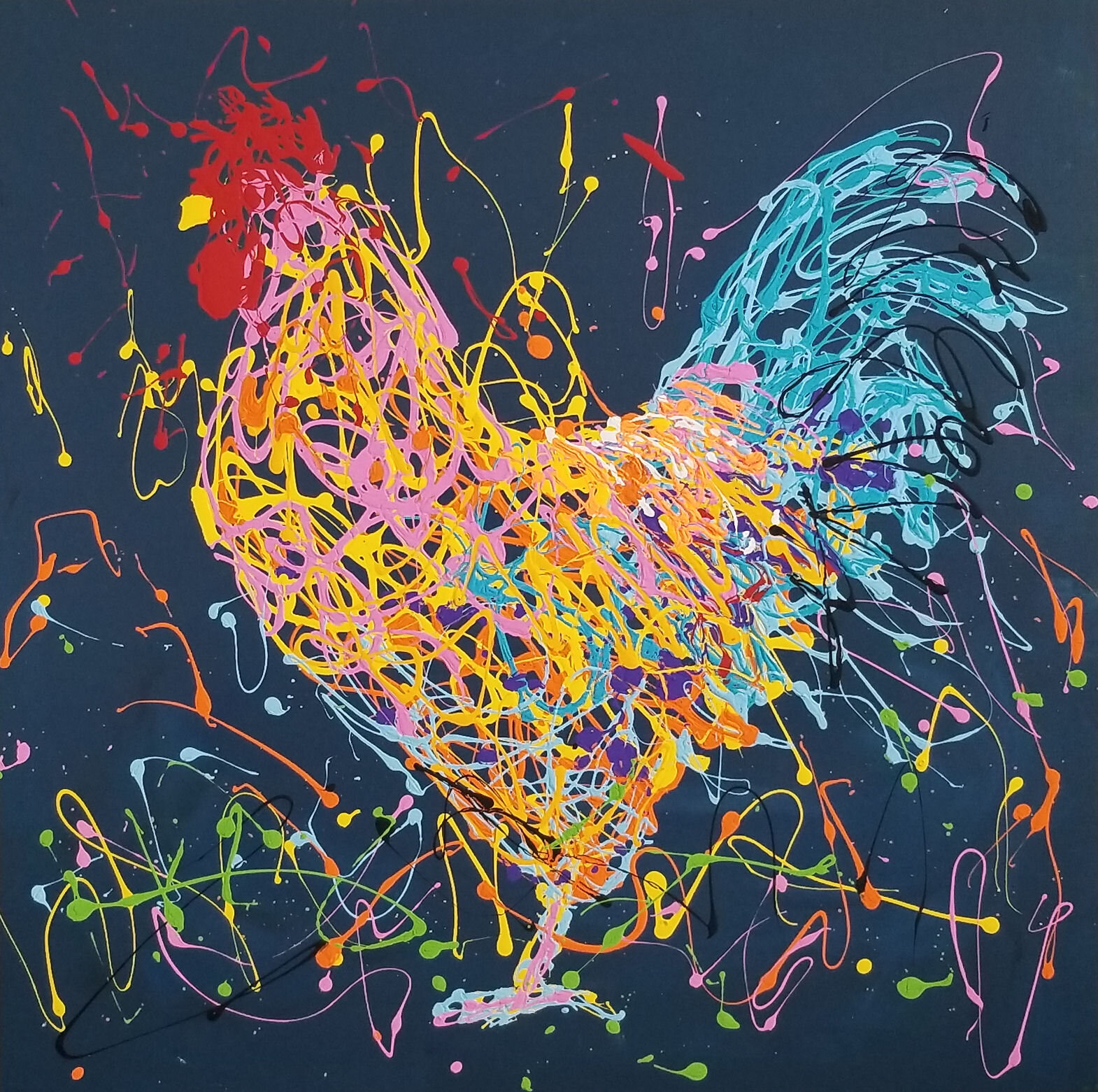  Randy The Rooster-acrylic on canvas 36” x 36”   Boutin Gallery 