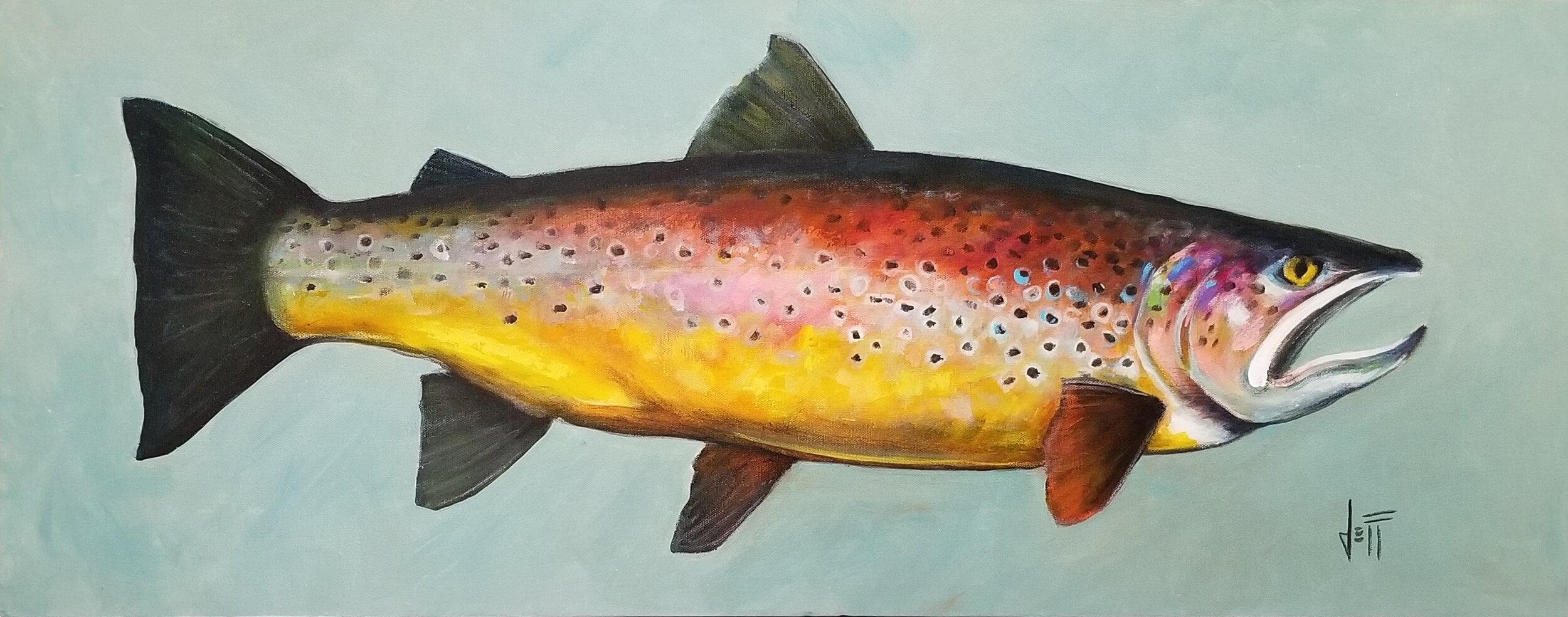  Brown Trout-acrylic on canvas 16” x 40”   Boutin Gallery 