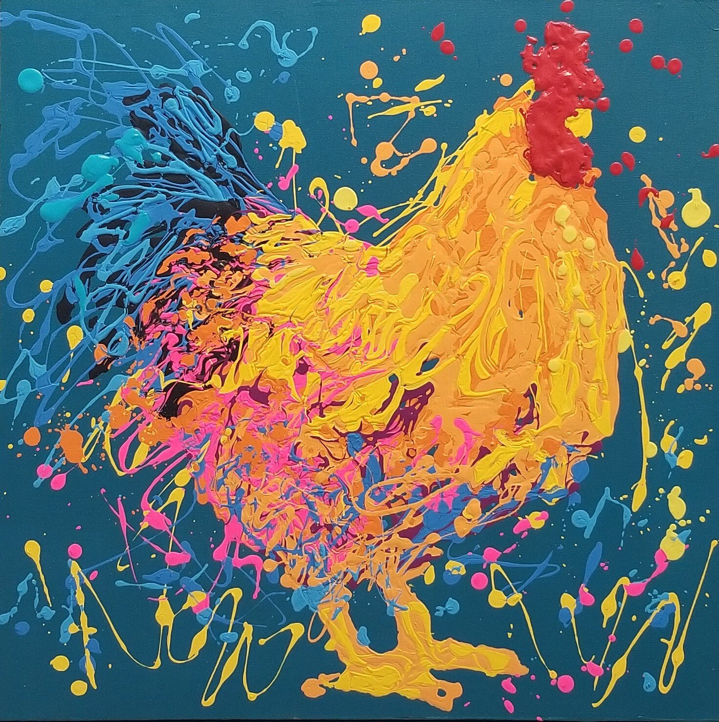  Wesley The Rooster-acrylic on canvas 24” x 24” ~SOLD 