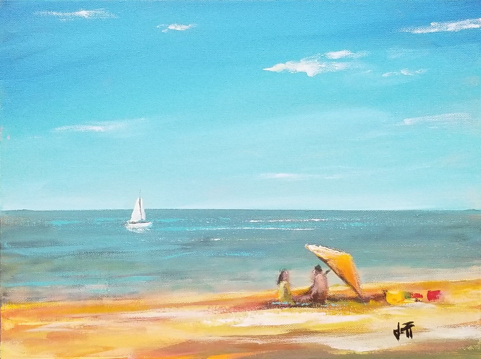  A Day At The Beach-oil on canvas 12” x 16” ~SOLD  Gallery On 1st  