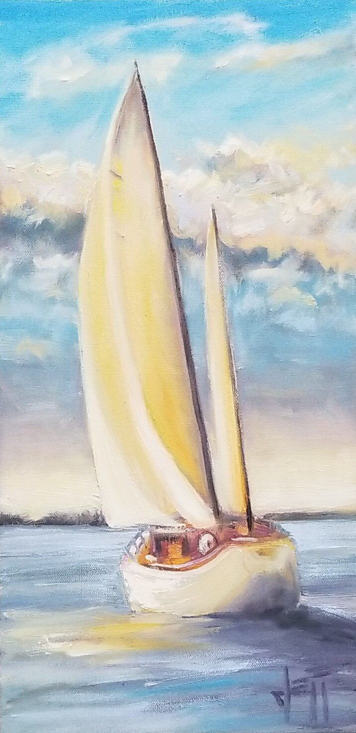  Set Sail-oil on canvas 20” x 10” ~SOLD  Gallery On 1st 