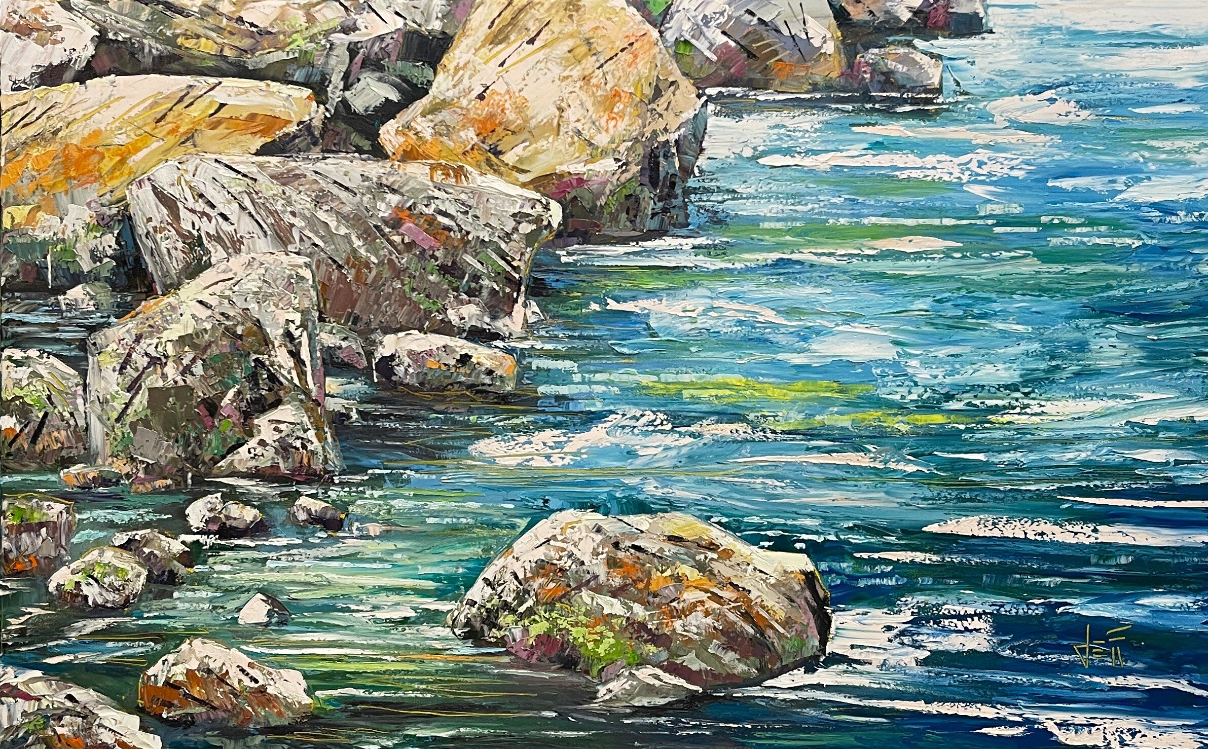  Rocky Shoreline-oil on canvas 30”x 48”   Idea Gallery 