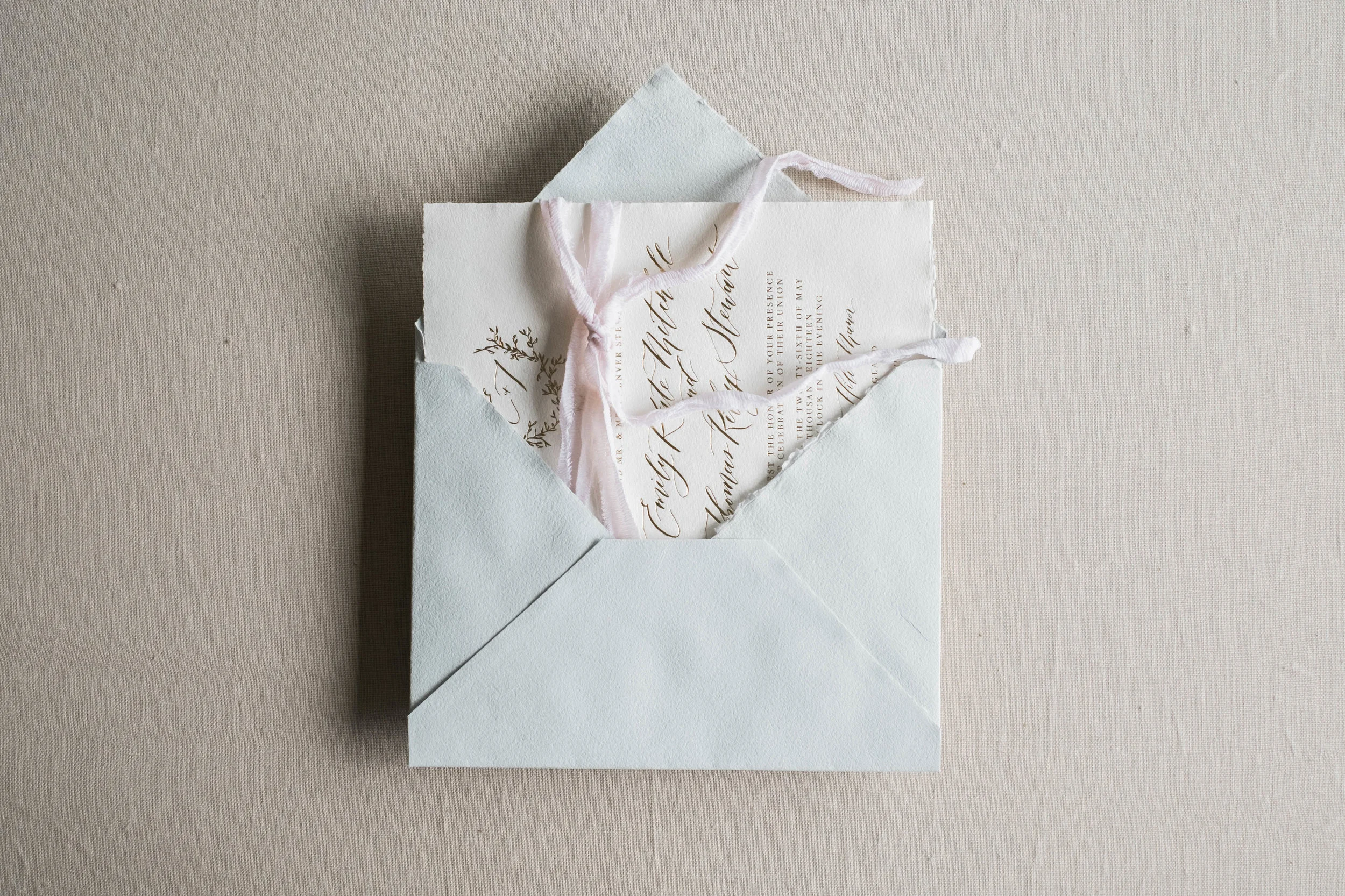 Main invitation in handmade paper