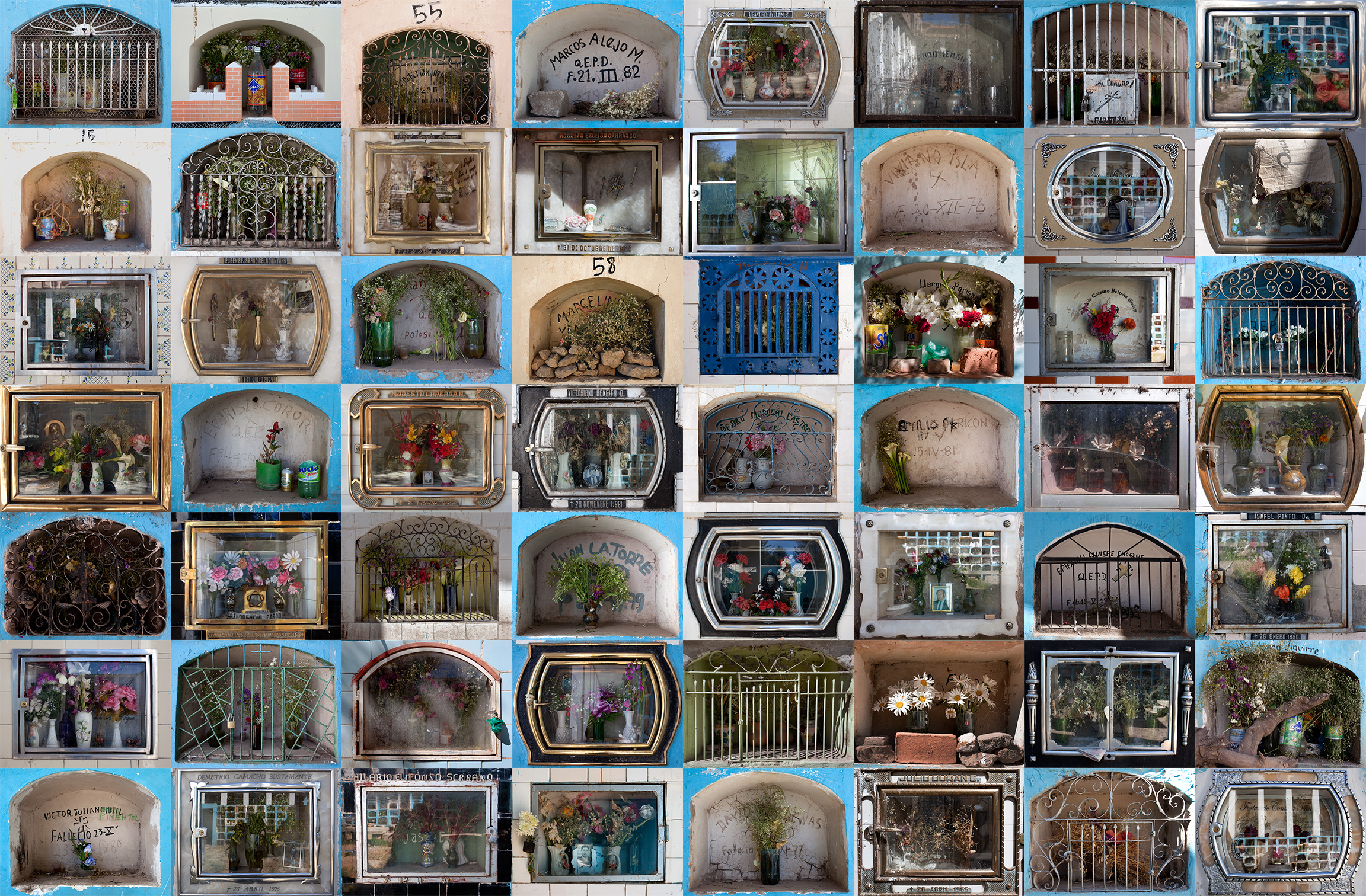 The cemetery has a miners' section, though not all miners are buried there. A selection of miners' columbarium details.