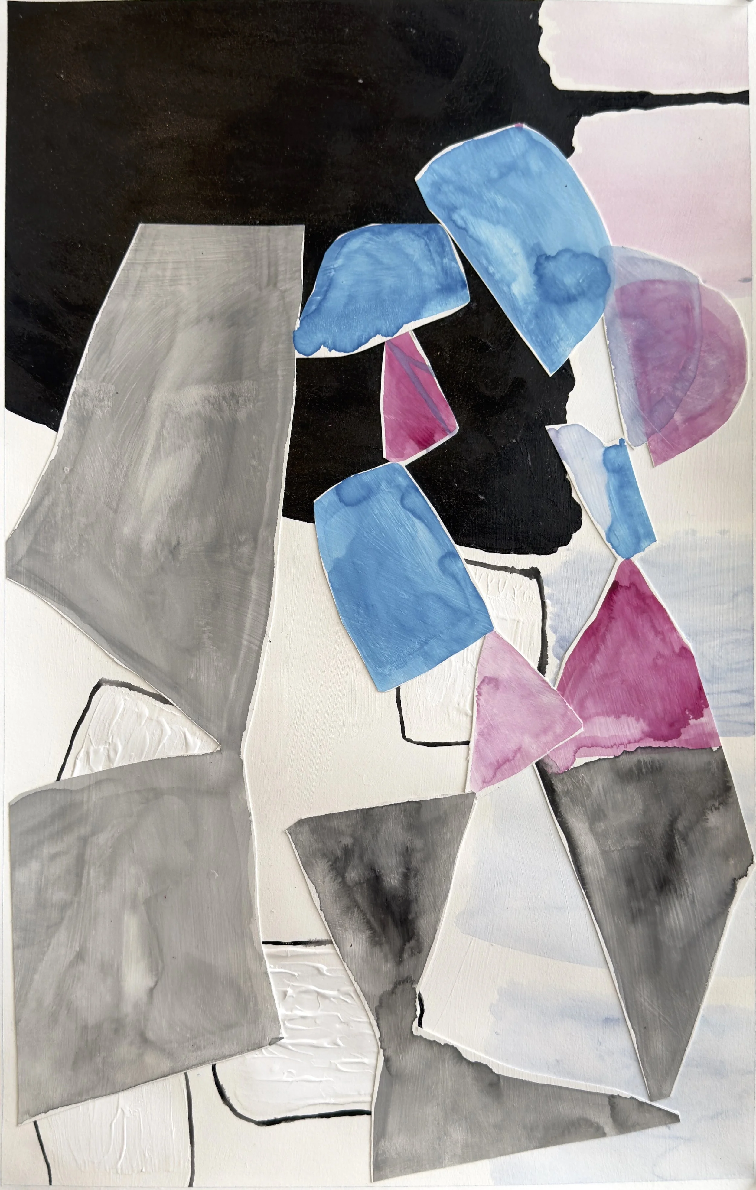  acrylic collage on paper  22” x 15”  2025 