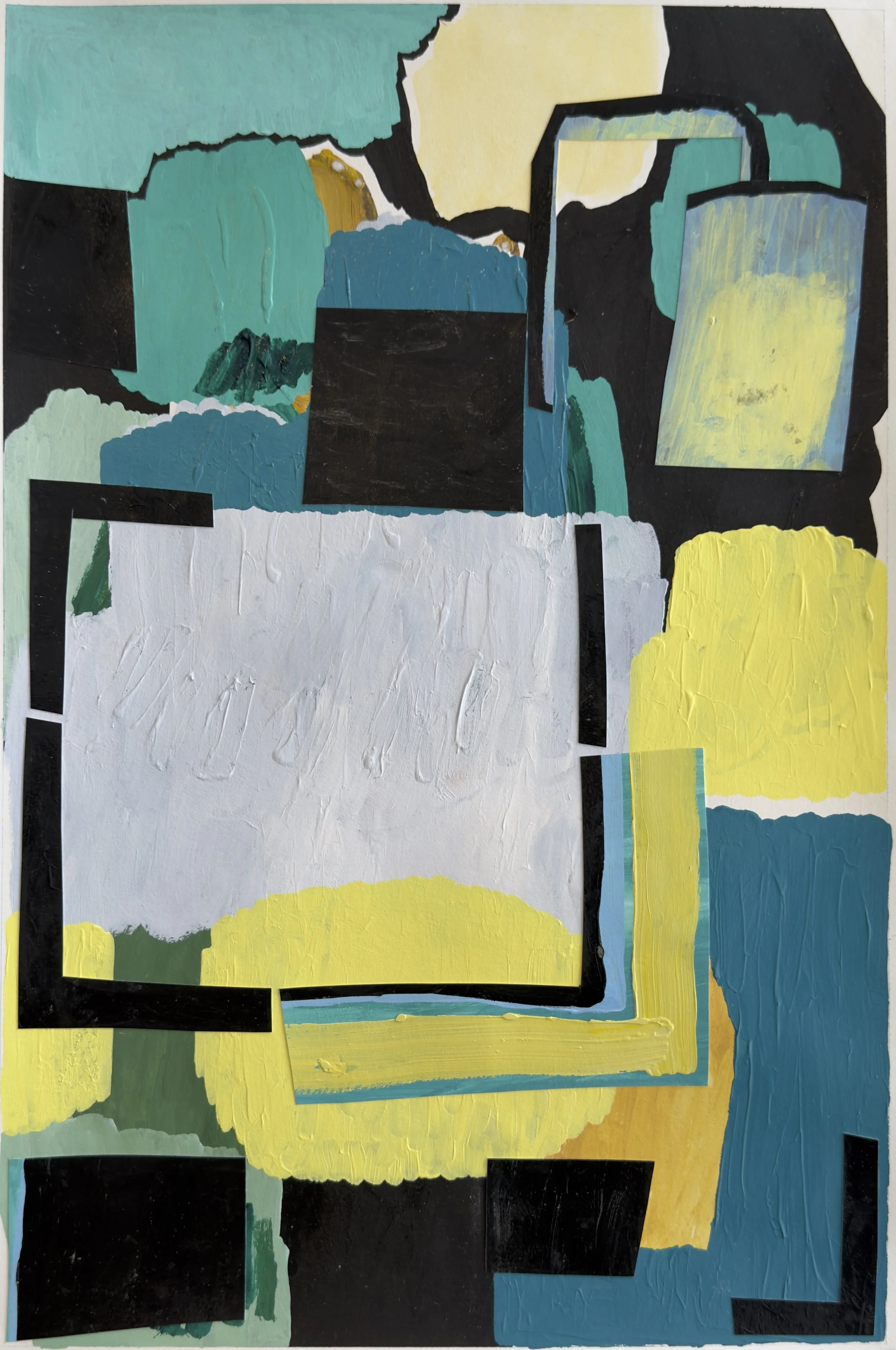  acrylic collage on paper  22” x 15”  2026 