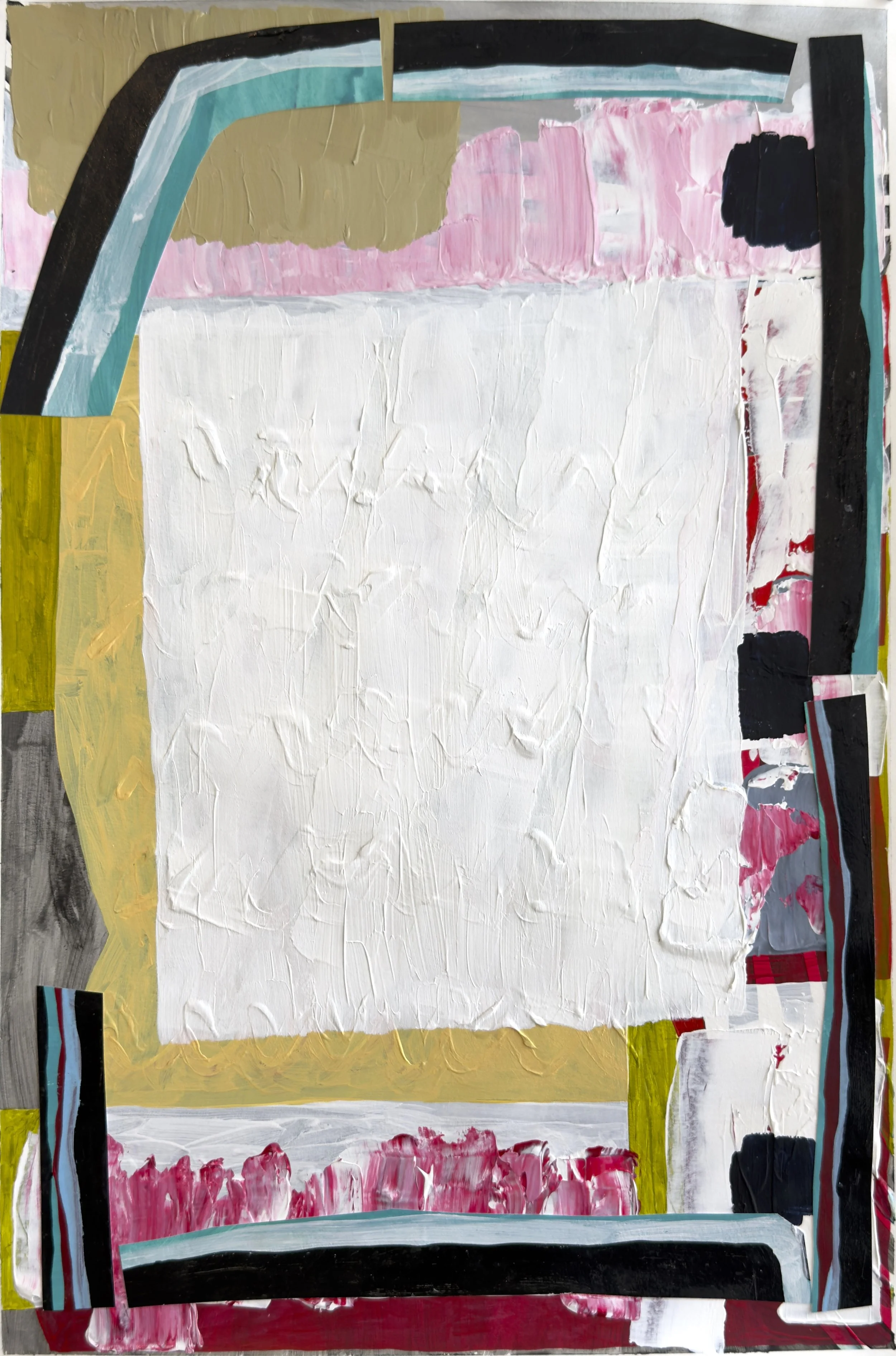  acrylic collage on paper  22” x 15”  2026 