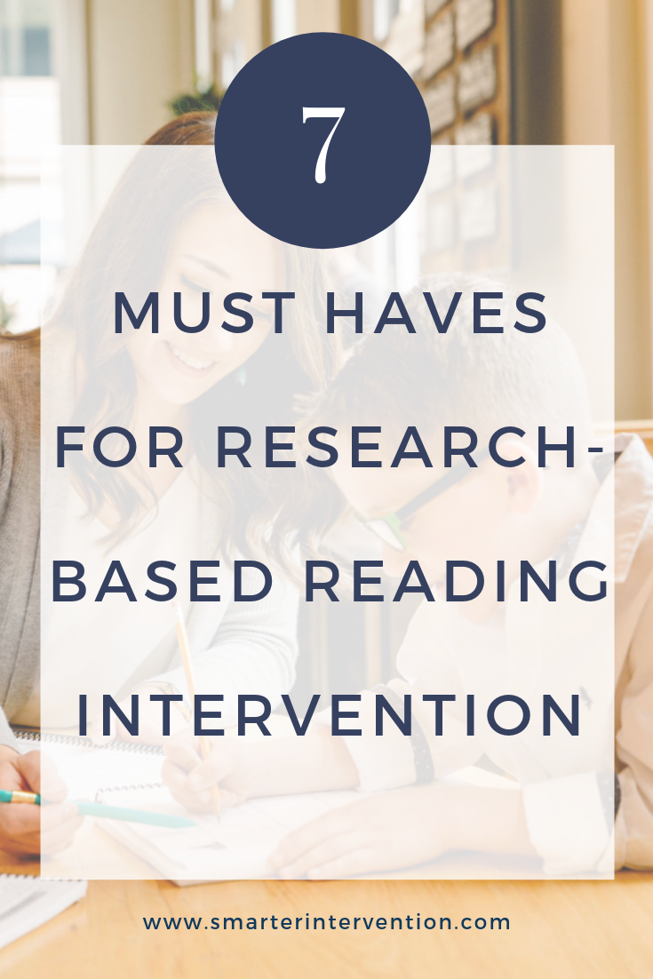 7 Must Haves for Research Based Reading Intervention SMARTER Intervention