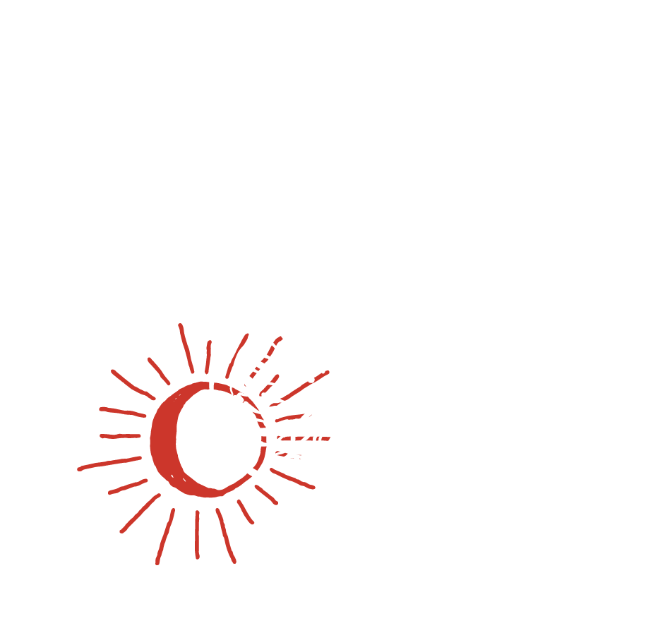 Line drawing of a sun and a fig