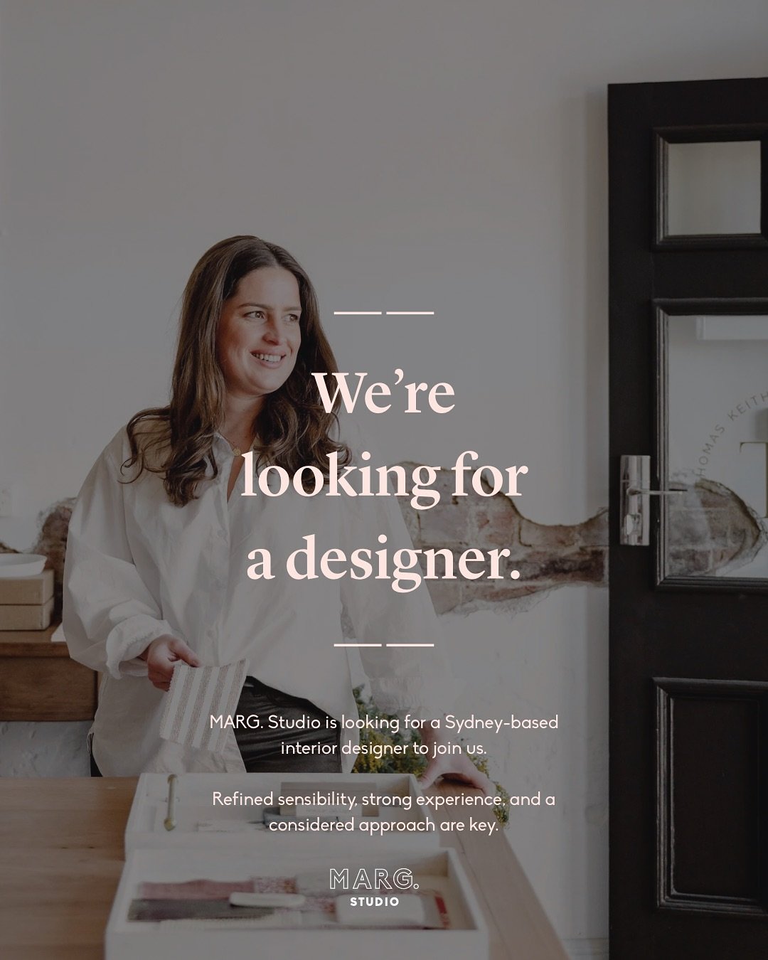 Join the team! 🌟 

MARG. Studio is looking for a Sydney based interior designer.

Perks include work trips out to Orange every few months. 🍷 🧀 🍂 🚗 

If the details in the post sound like you or someone you know - please get in touch! 
.
.
.
.
#i