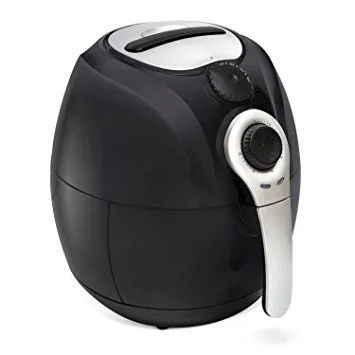  Image from Amazon Product description: Air fried french fries contain up to 70% less fat than deep fried french fries, so if you're looking for a guilt-free (or guilt-reduced) way to enjoy some of your favorite foods, it's time to join the air-frying revolution! The Simple Chef Air Fryer features temperature controls ranging from 180 to 400 degrees Fahrenheit, a 30 minute standby timer, dishwasher safe non-stick basket and pan, rapid hot air circulation, overheat protection, and a satisfaction guarantee.