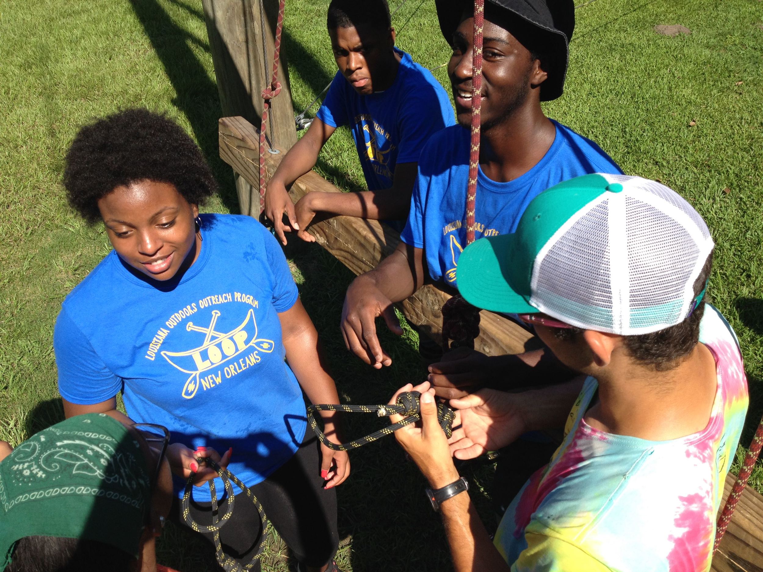 ACLT Interns learn to fasten an Australian Belay!