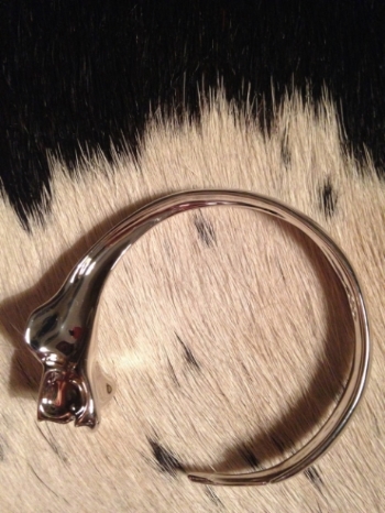 Bone Bangle, Sterling Silver, White Rhodium plated.