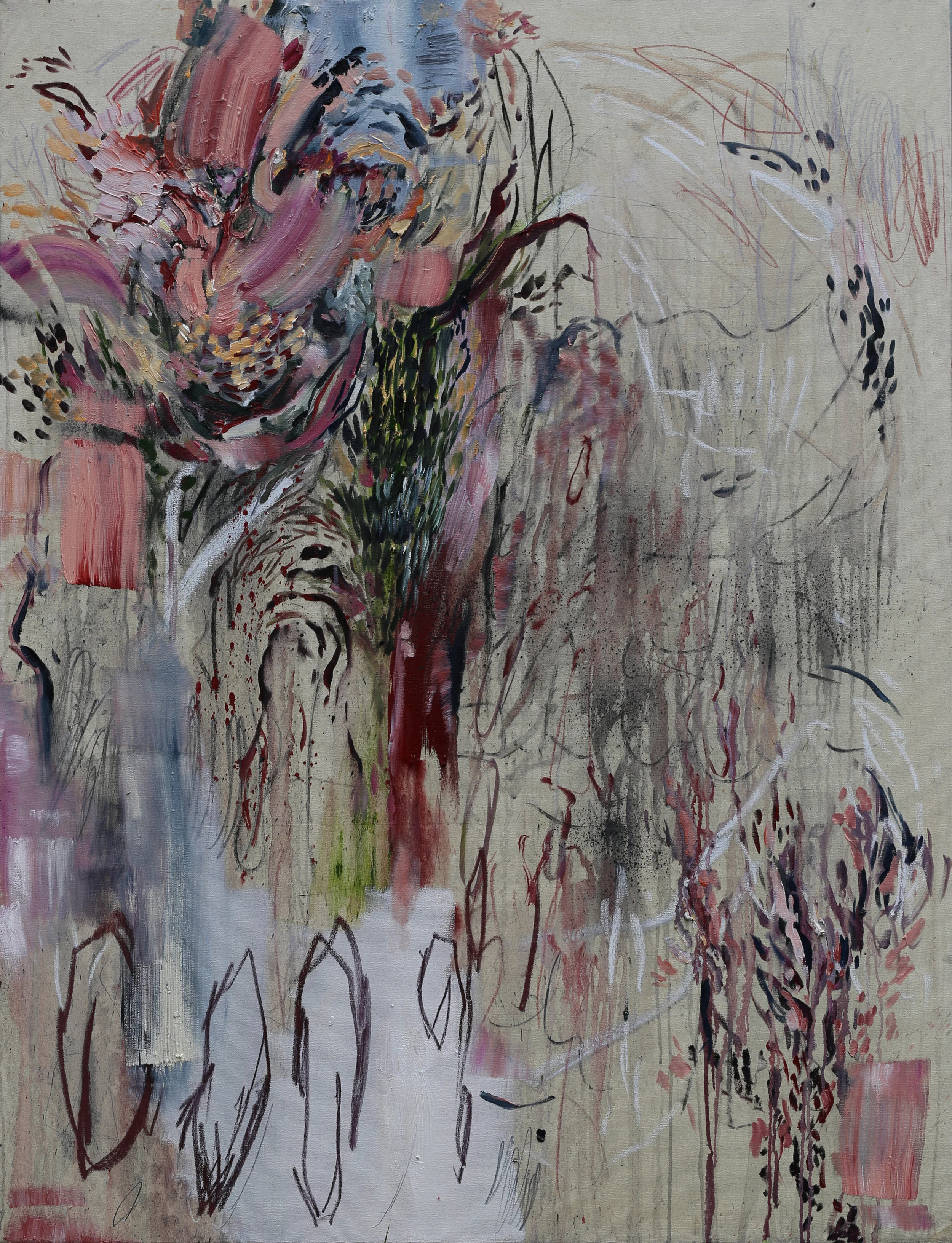 Soul Structures (iii) , Rain, Oil and Pastel on Canvas 100 x 130 cm