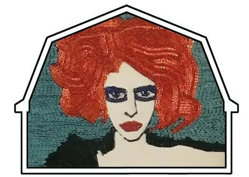 Marchesa Casati (detail) 18”x24” glass beads and mixed media
