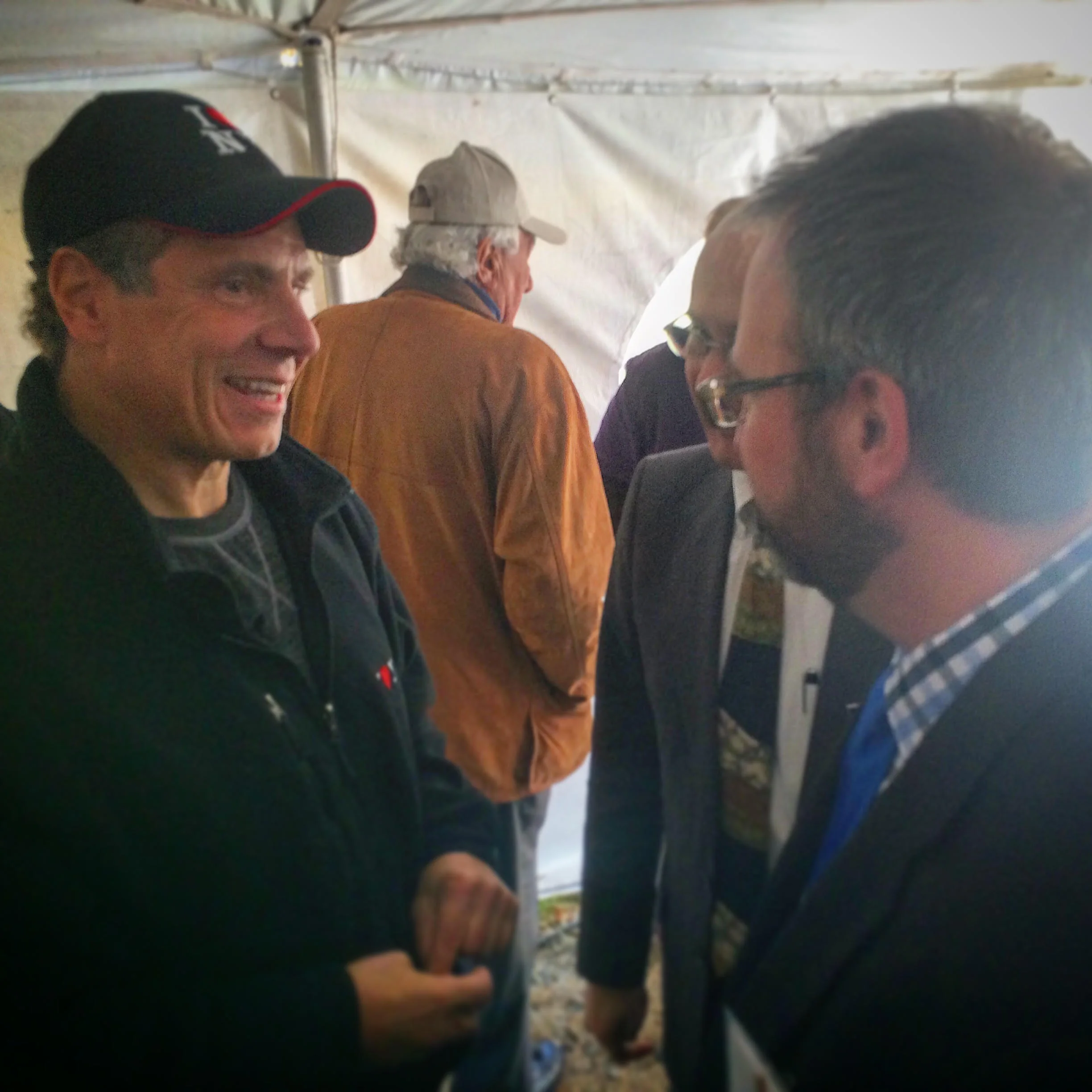 Governor Cuomo with Jeff Senterman, Executive Director of the Catskill Center and Michael Drillinger, Catskill Interpretive Center Coordinator.