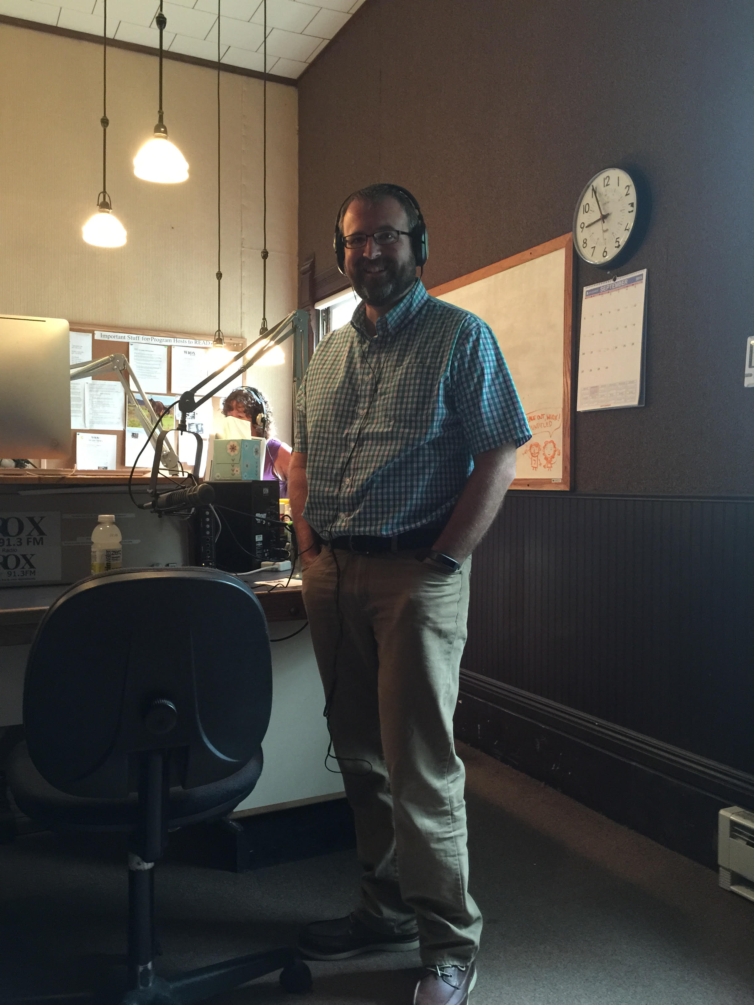 Executive Director Jeff Senterman getting ready for a Catskill Digest broadcast
