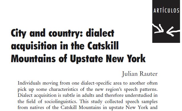 City and country: dialect acquisition in the Catskill Mountains of Upstate New York