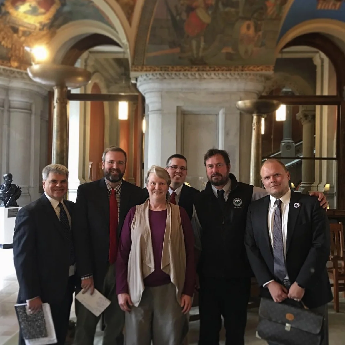 Catskill Park Coalition steering committee members waiting a meeting with Governor Cuomo's staff. L to R: Neil Woodworth; Jeff Senterman; Kathy Nolan ; Doug Senterman; Ramsay Adams; Erik Johanson