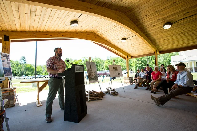 Executive Director Jeff Senterman speaks at the pavilion's ribbon cutting
