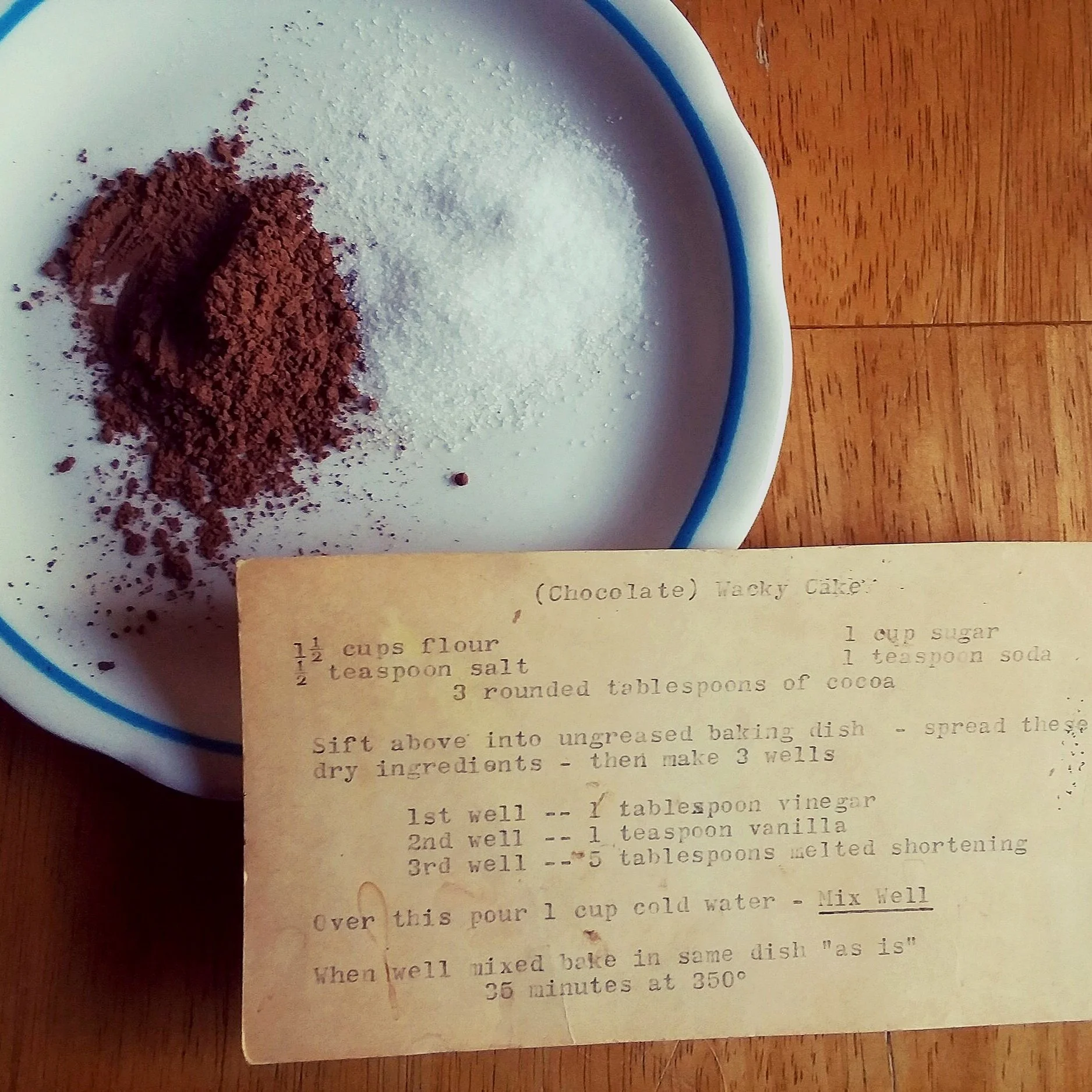 Chocolate Wacky Cake