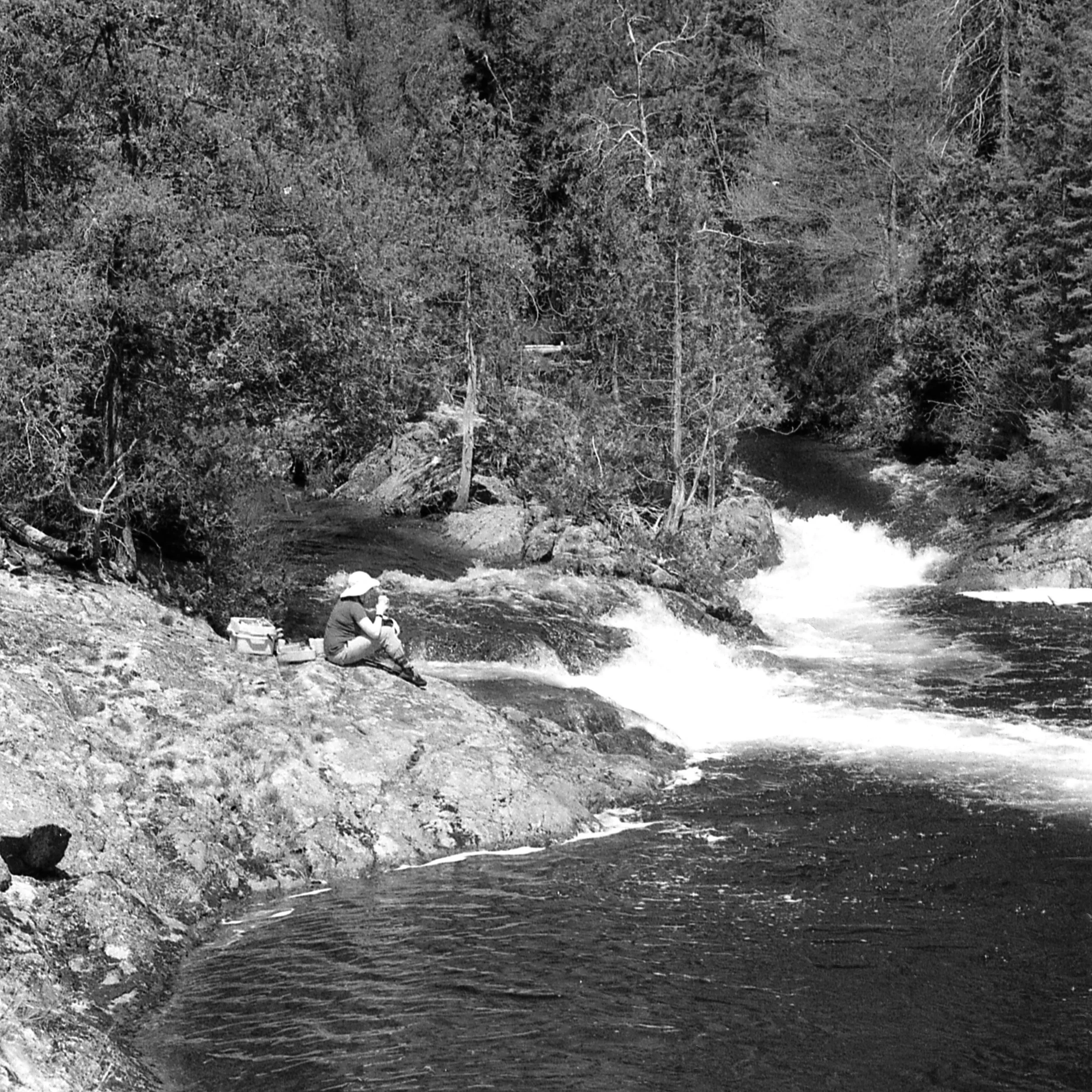 Talking Falls as photographed on black & white film by the author.