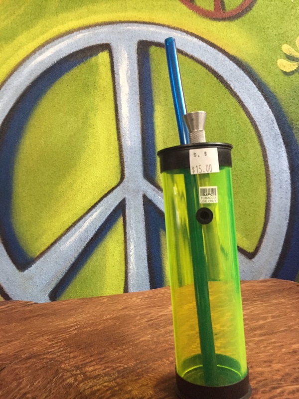 green water pipe acrylic with straw