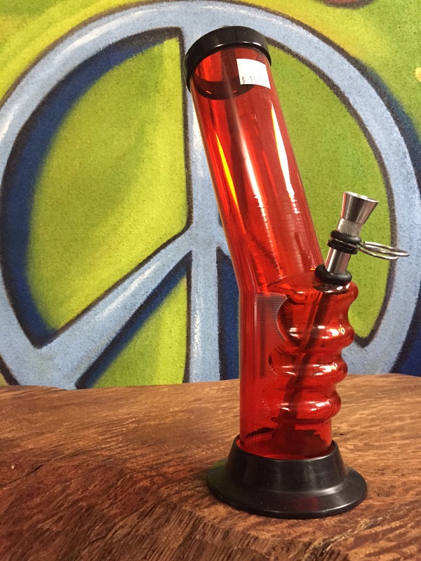 red acrylic water pipe with handgrip
